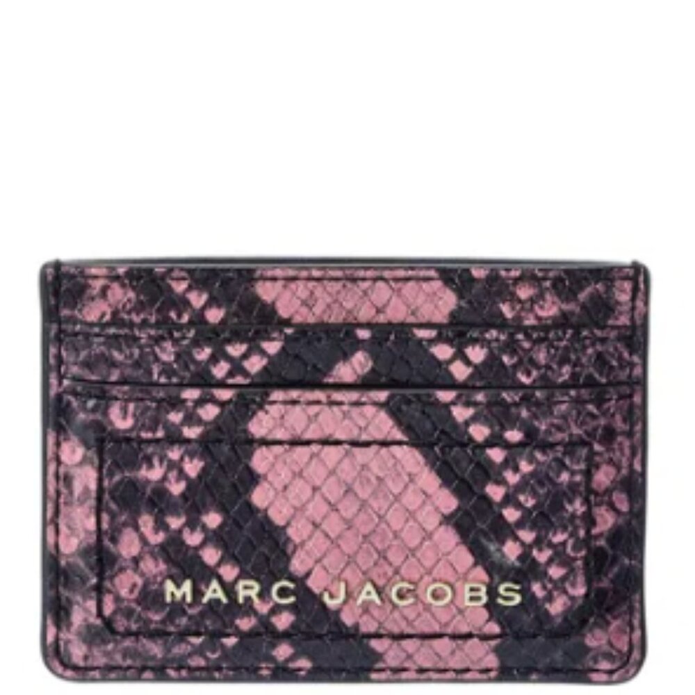 MARC JACOBS Snake-embossed Leather Card Case In Pink- wallet  NWOT